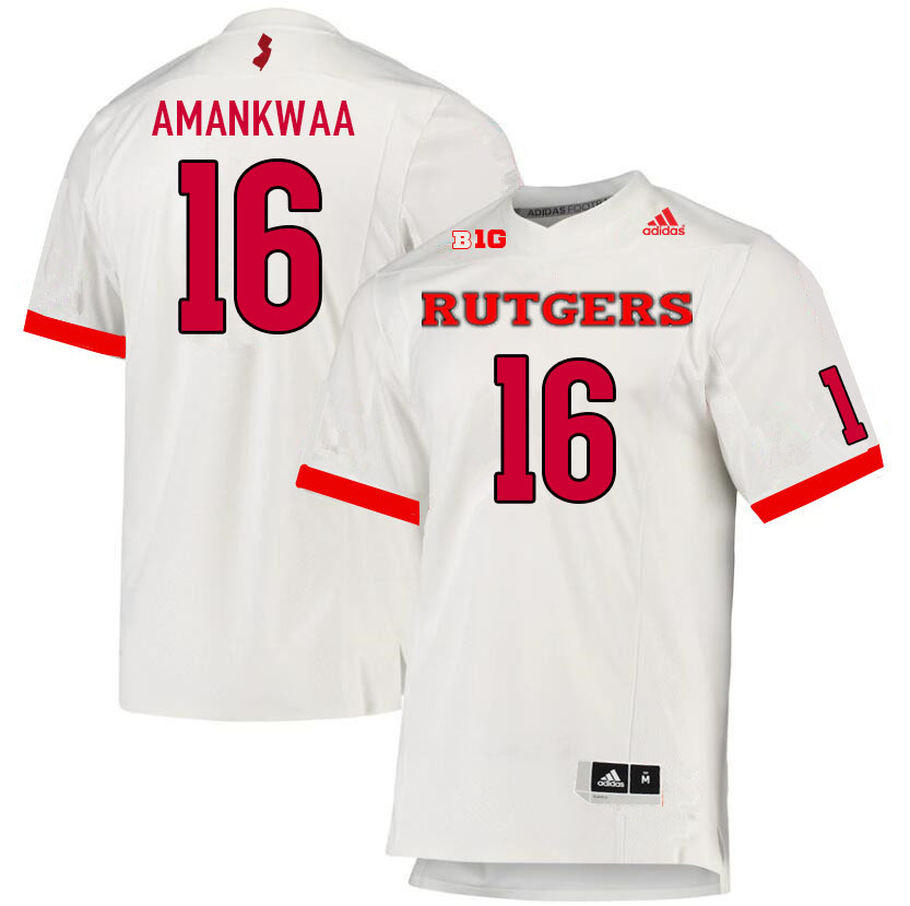 Men #16 Thomas Amankwaa Rutgers Scarlet Knights College Football Jerseys Sale-White